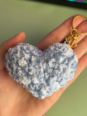 Handmade Heart Keychain in White and Blue with Anchor Charm