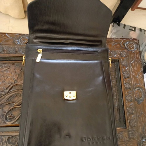 Leather briefcase new, black, brand CARNEN Paris