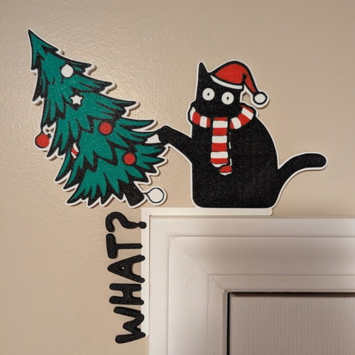 Christmas Kitty Cat Door Decoration new