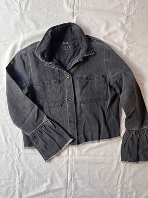 Primark denim jacket in washed black, kinda cropped, size 42