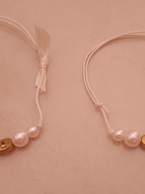 Bracelets with crosses like new, white and gold, set of 2