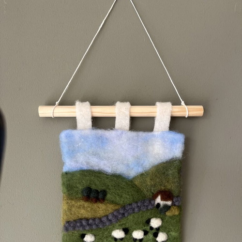 Handmade Wool Painting with Sheep