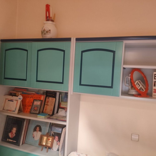 Large bookshelf composition with double sofa bed, like new