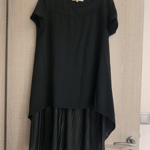 Iso black blouse size S like new with asymmetric hem and pleats