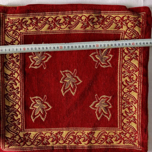 Vintage decorative pillows set of 2 used, embossed velvet, gold cord