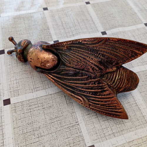 Vintage brass ashtray in bee shape used