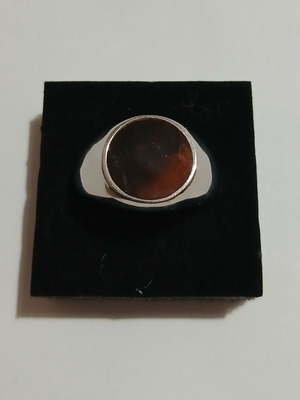 Men's ring made of steel with tiger eye new, silver