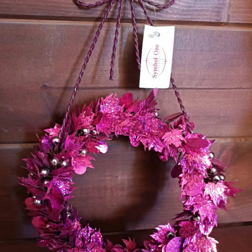 Vintage 90s Christmas decorations set with wreath and fuchsia ball new