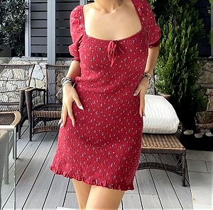 cottagecore y2k mini floral red dress κόκκινο φόρεμα φλοραλ