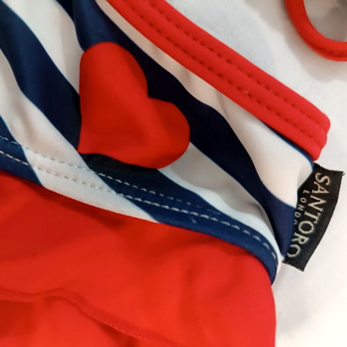 Santoro London girls' bikini with Gorjuss nautical stripes like new, size 7-8