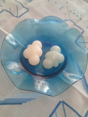 Vintage Art Glass Decorative Bowl Mid-Century Blue like new