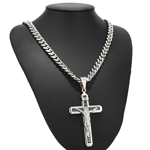 Cross Necklace Jesus Christ Crucifix Silver