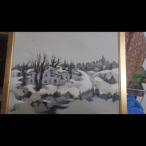 Oil painting used by foreign artist, possibly Russian or Bulgarian