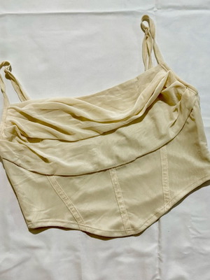Cream top size S like new, elastic with straps