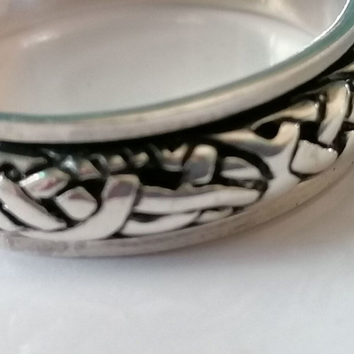 Men's 925 silver ring double band with weave No 68 (US 12)