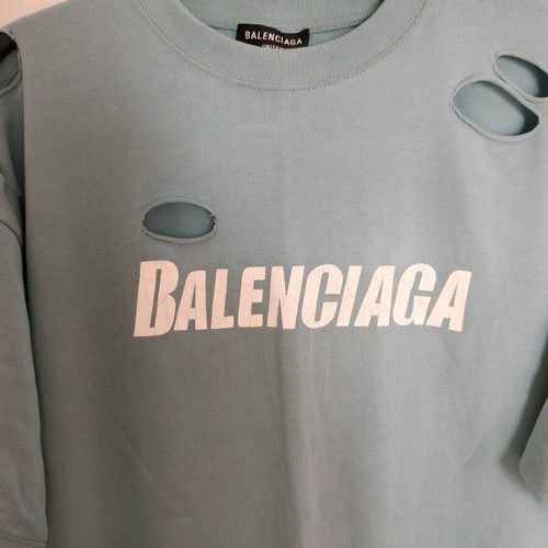 Balenciaga Men's Destroyed Oversized T-Shirt like new, turquoise, size L