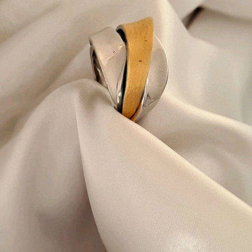 Silver ring 925 new with matte gold plating, size EU 53