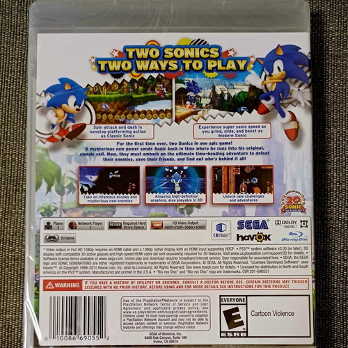 Sonic Generations PS3 game sealed