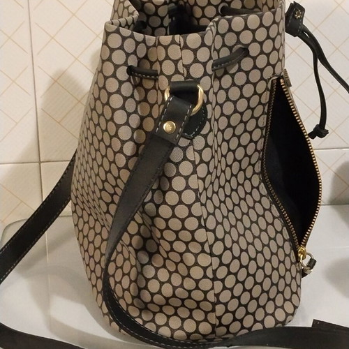 Thiros shoulder bag bucket new, leather, black and beige