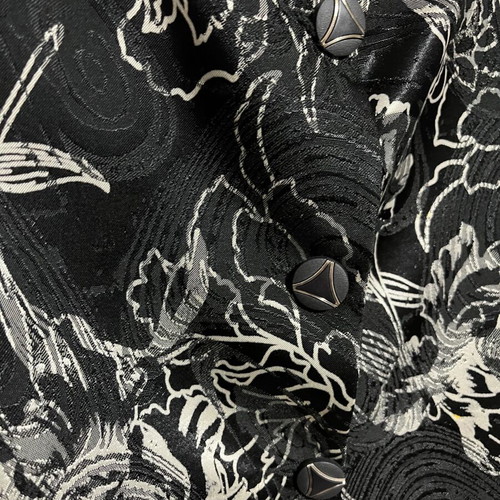 Short women's handmade jacket new, black satin brocade