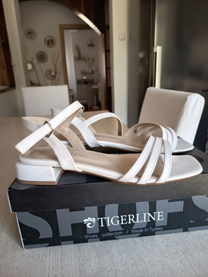 Tigerline sandals size 38 like new, white