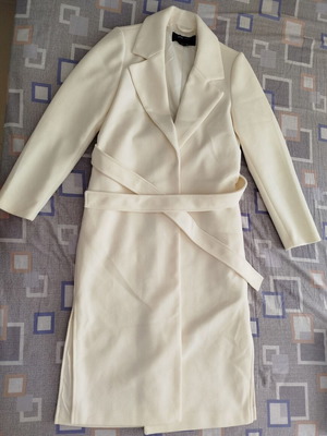 Sinsay Cream Long Coat with Belt Size M 38 New