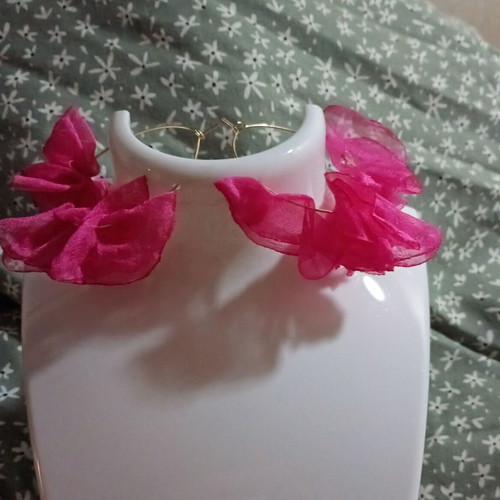 Pink Organza Women's Earrings new