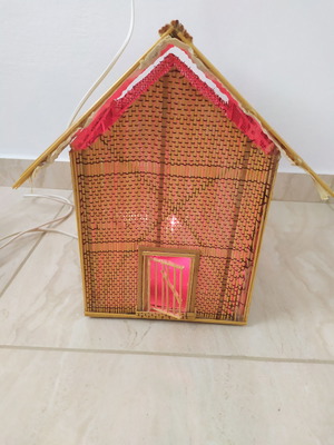 Handmade wooden house lamp new with switch