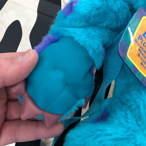 Sulley Monsters Inc big soft furry backpack, new, blue-purple