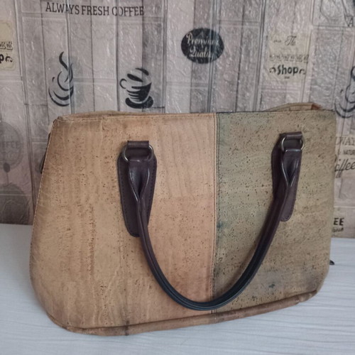 Montado natural cork shoulder bag, beige and brown