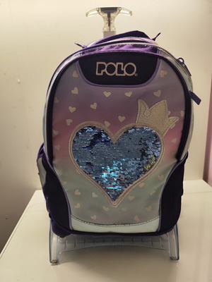 Polo Base-Free Heart School Trolley Bag like new