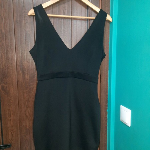 Stradivarius women's dress L like new, black, elastic with open back