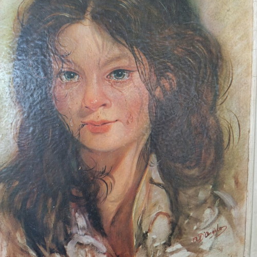 Vintage framed painting 48×37 used with visible wear