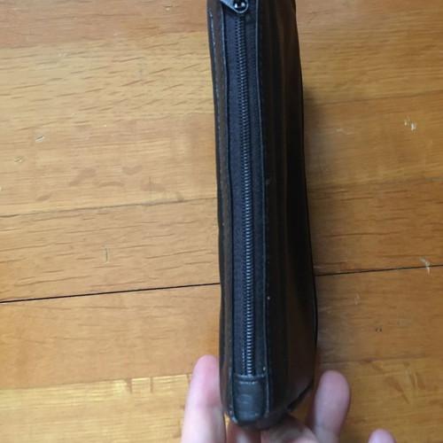 Leather case with 2 zippered compartments like new