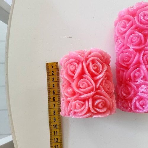 3D Rose Candles, Set of 2, Soft Pink