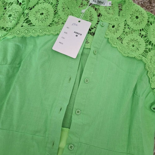 Linen dress light green new, size M