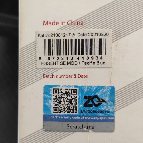 ZQ Essent Pacific Blue Mod like new, 80W, 18650 battery