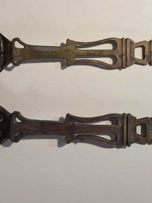 Bronze wall spoon and fork set used vintage with totem figures from Hawaii