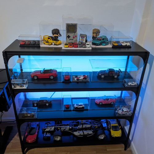 Black floor shelf 100 × 33 × 100 cm with 2 RGB LED strips