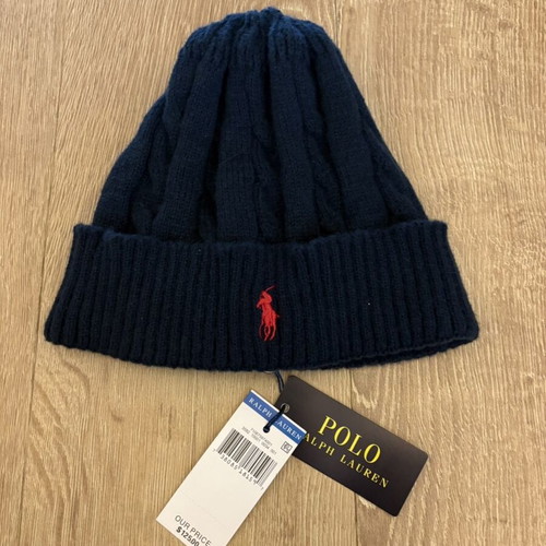 Polo Ralph Lauren beanie hat, black and blue