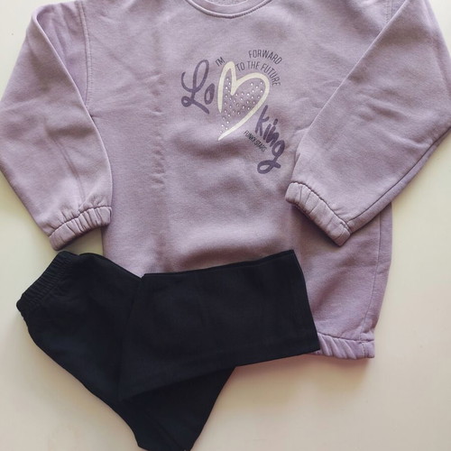Funky tracksuit set for girl 5 years like new, purple-black