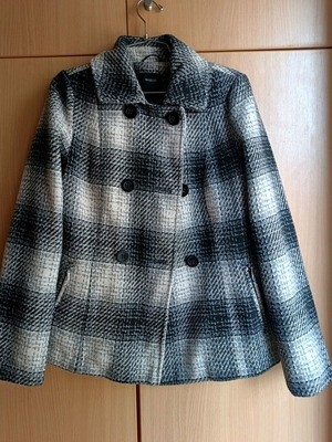 C&A checked coat like new, black and grey, size M