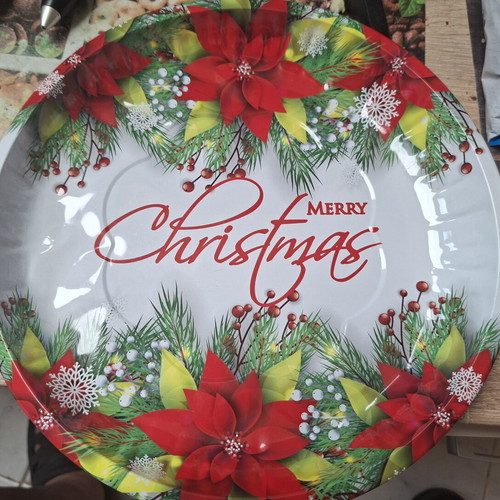 Metal tray with Christmas motif