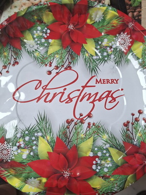 Metal tray with Christmas motif like new