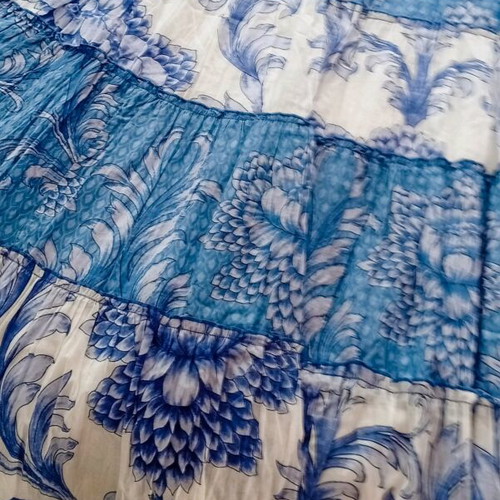 Pomodoro maxi spring skirt, XXL - XXXL, white and blue