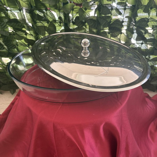 Marinex Glass Oval Pyrex with Metal Lid 36cm like new