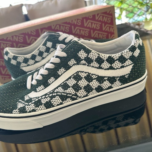Vans Old Skool EK Checkerboard casual shoes new, size 44.5, white and green