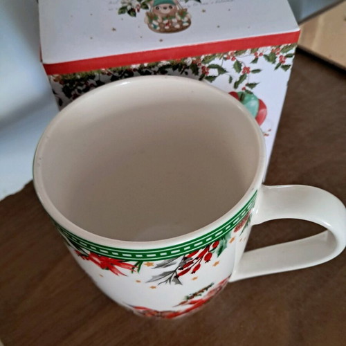 Porcelain Christmas mugs used, set of 2 with boxes