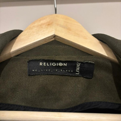 Religion faux suede trench coat very long new green