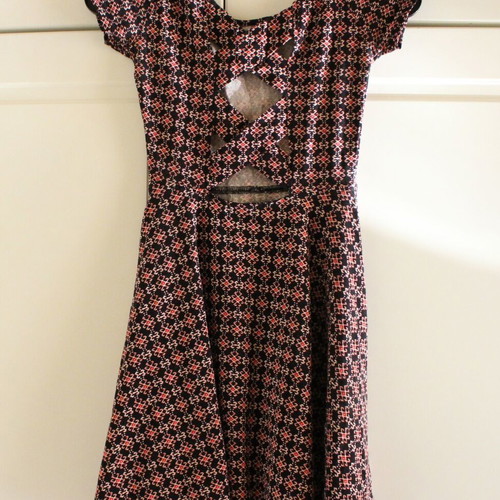 Dress with pattern used, size S, black and red